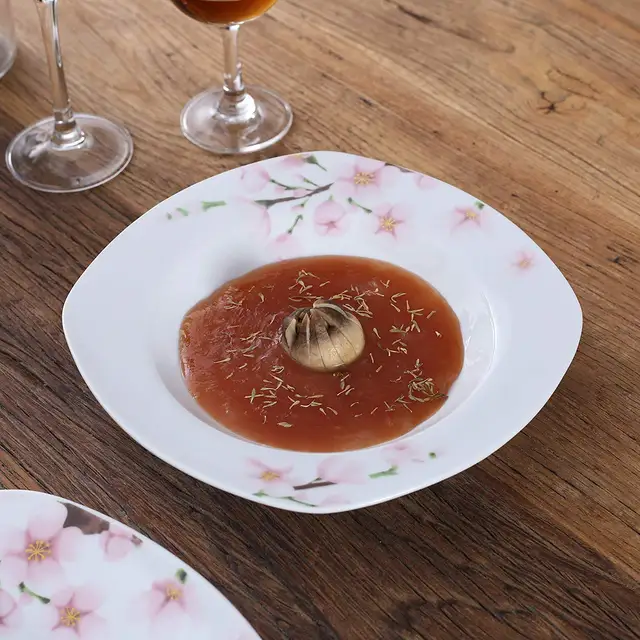 Veweet Annie 48 Darabos Porcelán Kerámia Edényes Vacsora Tányérkészlet Tál, Desszert Tányér, Leves Tányérok - Image 4