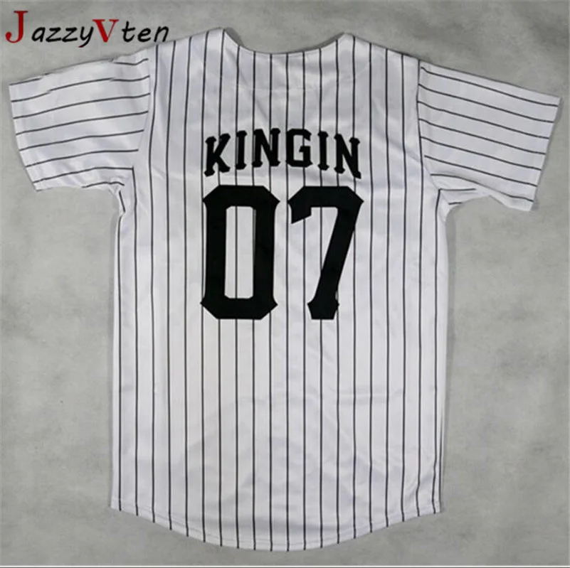 Movie jerseys Men 07# Kingin LK Baseball Jersey Whtie street hiphop baseball jerseys