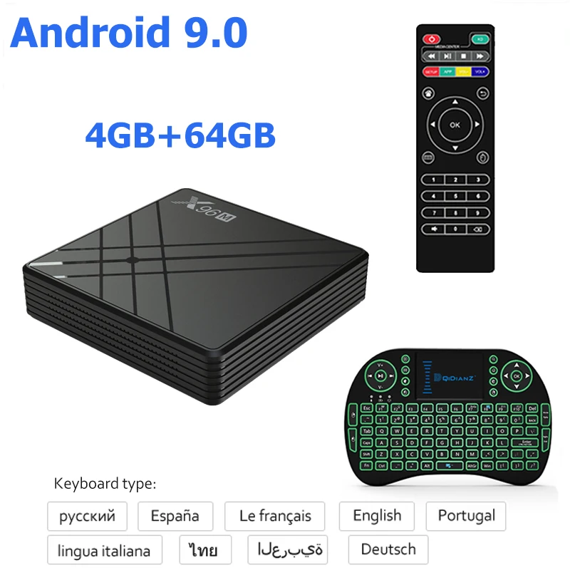 4G 64G keyboard Android 9,0 Smart tv BOX X96 M X96M Allwiner H603 четырехъядерный 6k Netflix медиа плей магазин бесплатное приложение телеприставка PK HK1MAX H96 a95x - Цвет: 4G 64G keyboard