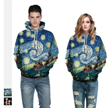 

Christmas 3d Sweatshirts Hoodie Men Hoody Santa Claus Space Print Hooded Couple Tracksuits Women Hoodies Pullover Tops