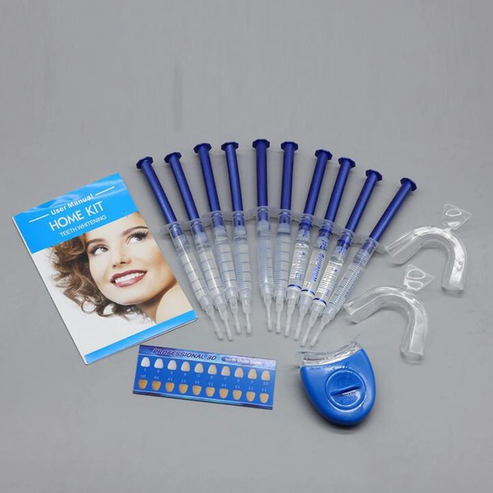 Teeth Whitening 44% Peroxide Dental Bleaching System Oral Care Gel Kit Tooth Whitener New Dental White Equipment LED Light 1 set teeth whitening gel teeth whitening kit