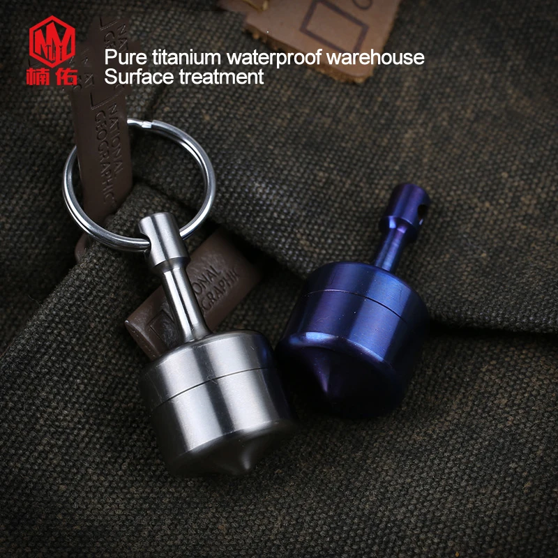 

1PC EDC 2 IN 1 Portable Titanium Alloy Mini Gyro Outdoot Waterproof Storage Health Metal Pill Medicine Bottle Tank Box Warehouse