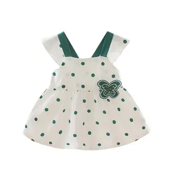 

GloryStar Children Cotton Dress Sleeveless Dots Decorated Baby Girls Skirt with Bowknot