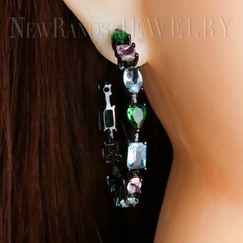 

Newranos Large Hoop Earrings Multicolor Natural Crystal Stone Earrings Circle Round Statement Earrings Fashino Jewelry EFX001442