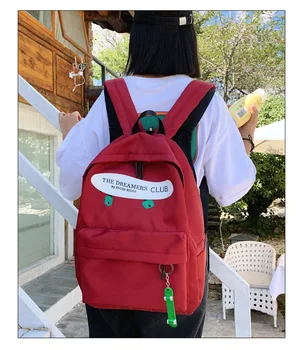 

Summer early autumn style simple solid color Schoolbag female high-capacity junior high school backpack backpack