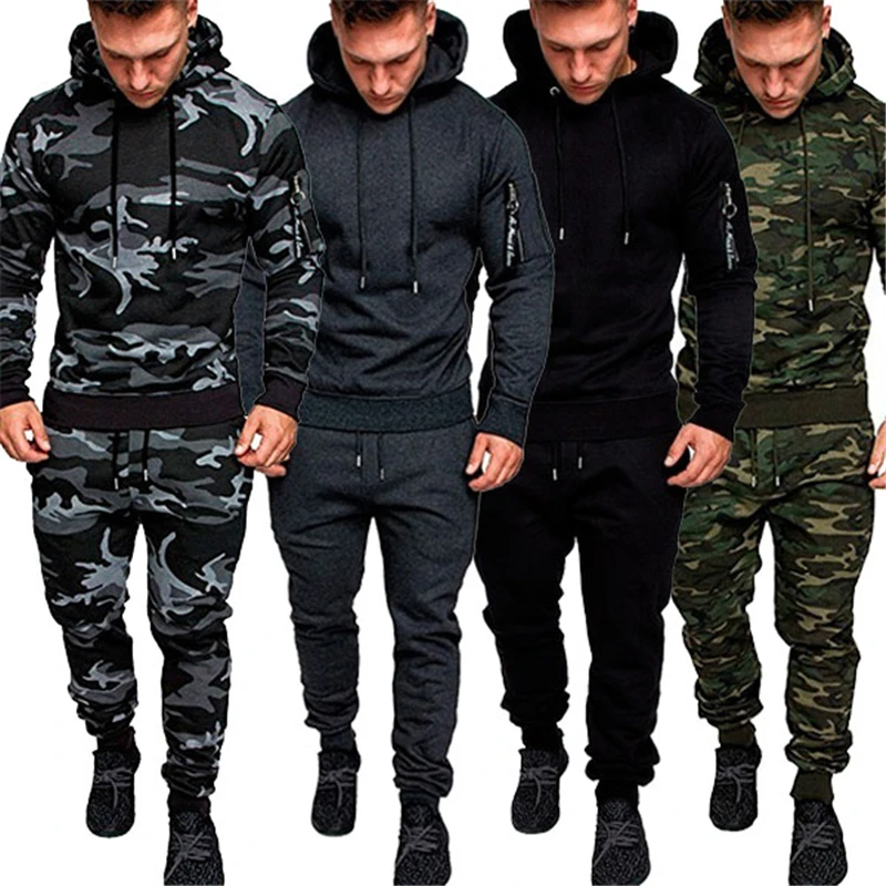 Conjuntos de ropa deportiva para hombre, de sudadera y pantalón táctico camuflaje militar del Ejército, con capucha y cremallera|Conjuntos para hombres| - AliExpress