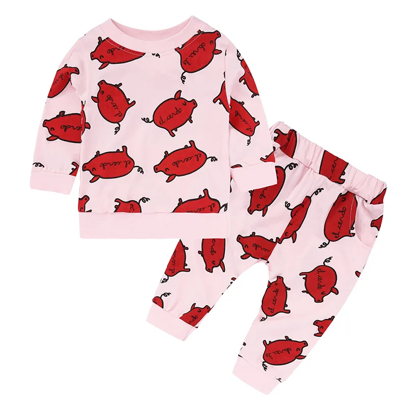 Детский спортивный комплект, осенняя одежда для маленьких мальчиков футболка с длинными рукавами+ штаны, комплект из 2 предметов Одежда для новорожденных, одежда для маленьких девочек - Цвет: Pink