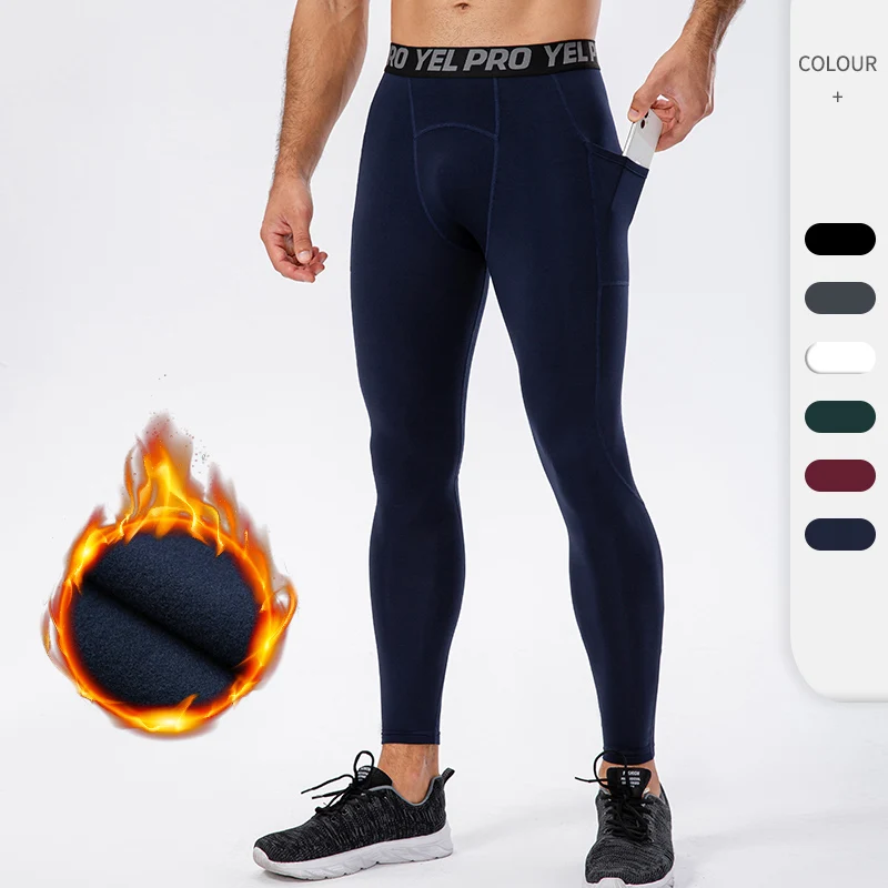 Men Compression Pants Autumn Winter Sports Fitness Running Pants Basketball Workout Tights Gym Training Leggings With Pocket Sports & Entertainment