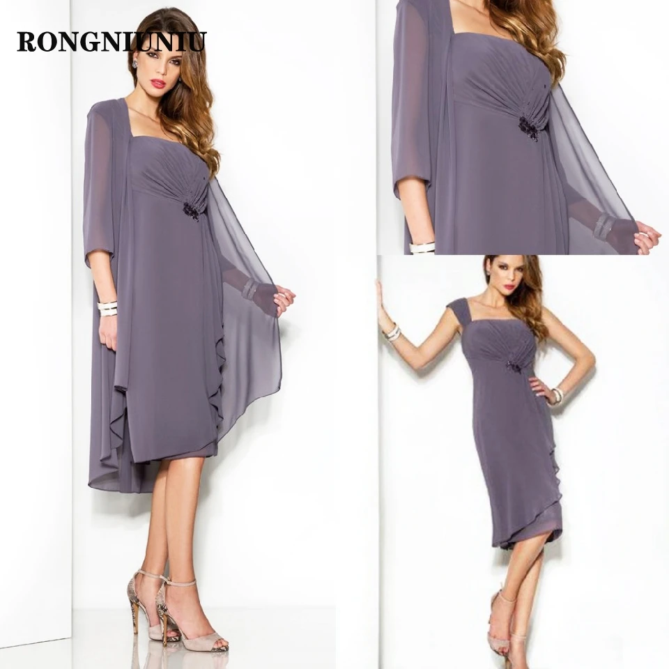 Cheap Plue Size Mother of the Groom Dresses with Jacket Simple Chiffon Wedding Party Custom Made Vestidos Madre Novia | Свадьбы и