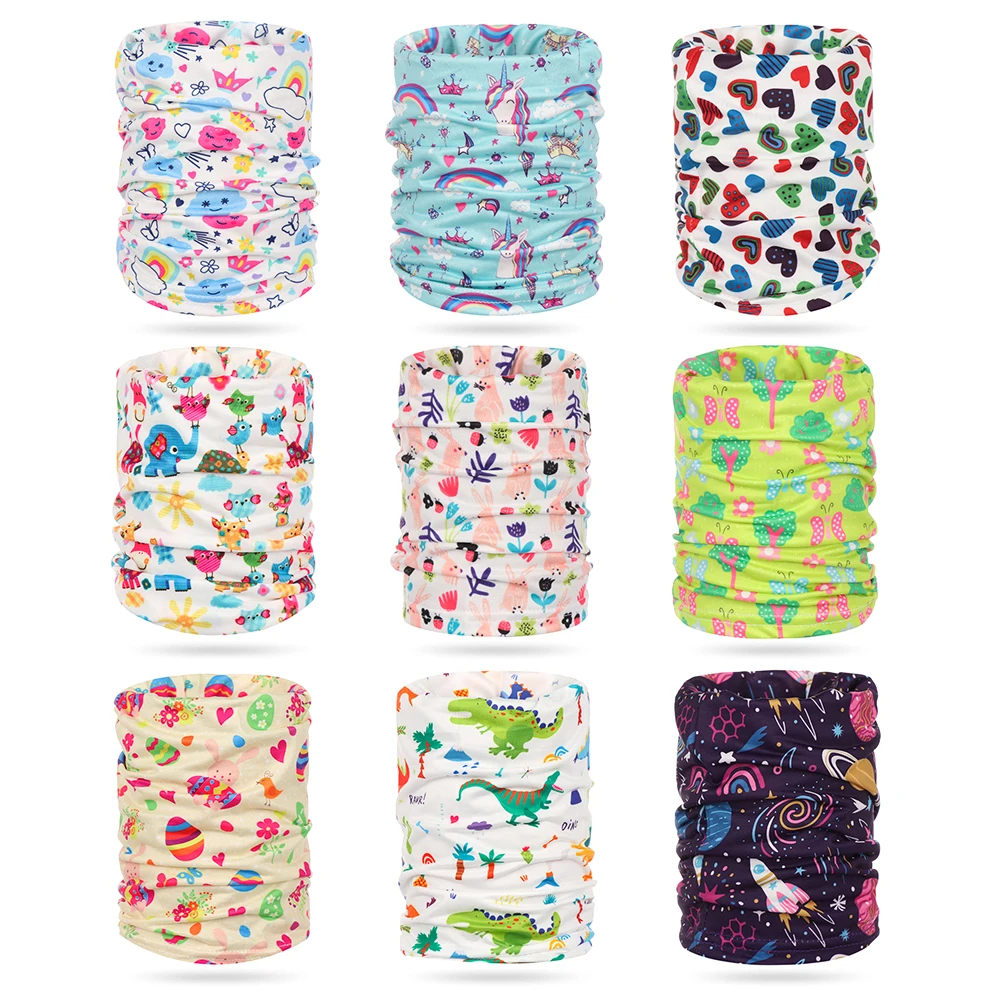 Bufanda elástica estampada para la cabeza de niños, polaina para el cuello, bufanda de Tubo Bandana para deportes al aire libre, accesorios para ciclismo, pañuelos de media cara