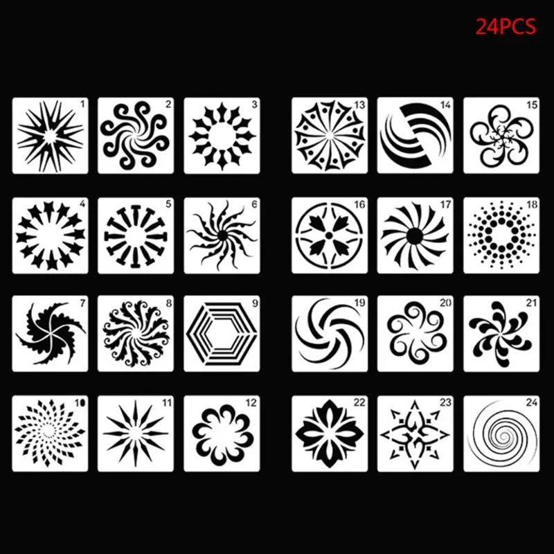 

24pcs Mandala DIY Painting Drawing Templates Ruler Stencil Scrapbooking Writing Tools Crafts Art Stencils