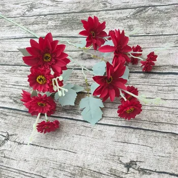 

50Pcs Silk Dahlia Flower Branches Artificial Daisy Plant 15 heads for Wedding Home Showcase Decorative Flowers 7 colors