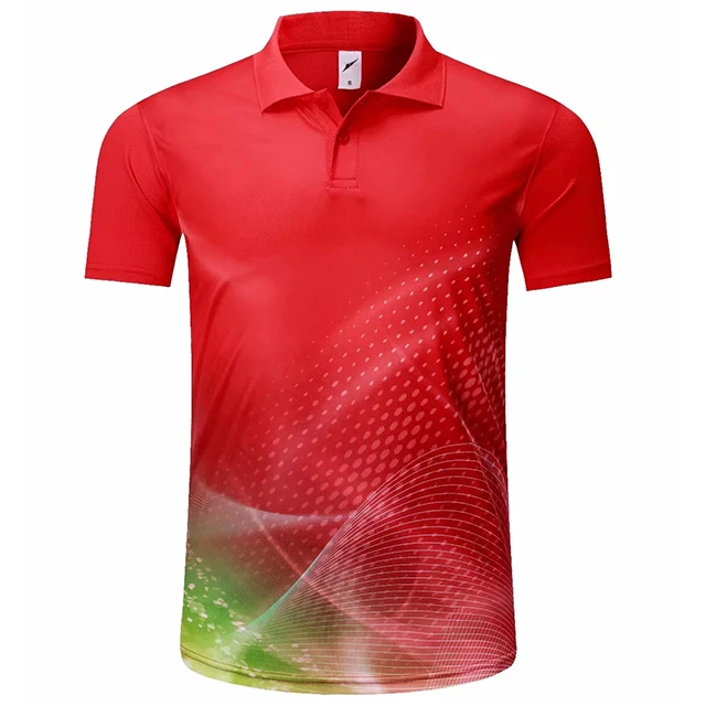 New Men Tennis shirts Breathable Badminton Shirt Women Men Table Tennis Team Pol o T Shirts Men tenis de hombre de mujer - Color: red