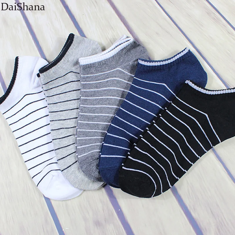 

5Pairs/Lot Men Socks Summer Patchwork Solid Striped Cotton Ankle Socks Spring Casual Male Funny Socks Meias Calcetines Boat Sock