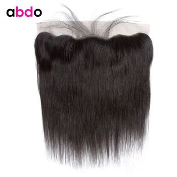 

13x4 Straight Lace Frontal Closure Human Hair Closure Middle/Three/Free Part Swiss Lace Peruvian Remy Natural Hairline Abdo