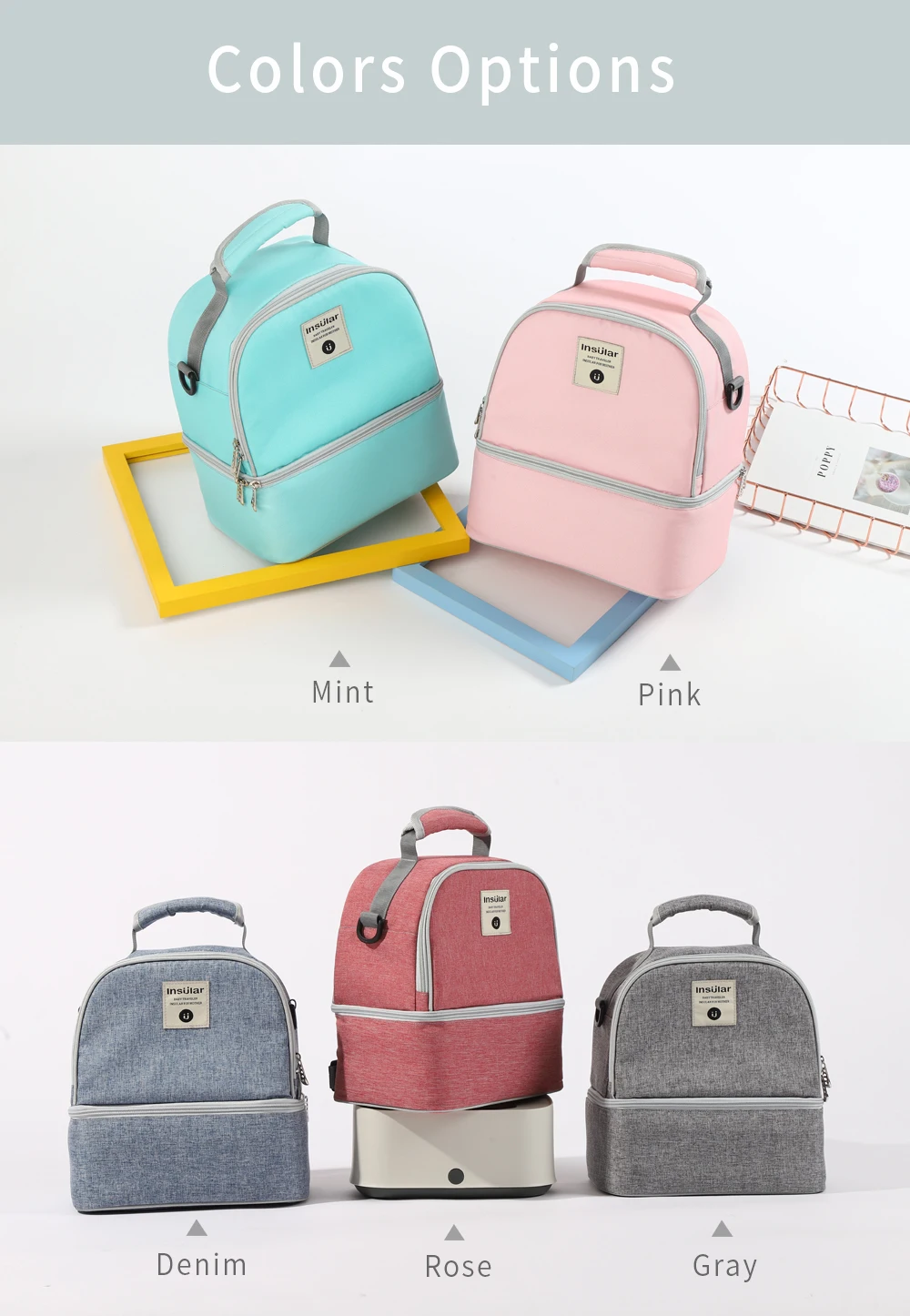 Insular Multi-functional Backpack Diaper Bags Double Breast Milk