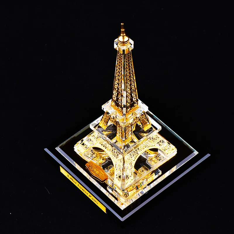  Paris Eiffel Tower Crystal inlaid with gold Assembling Souvenirs Decoration Tower building structur