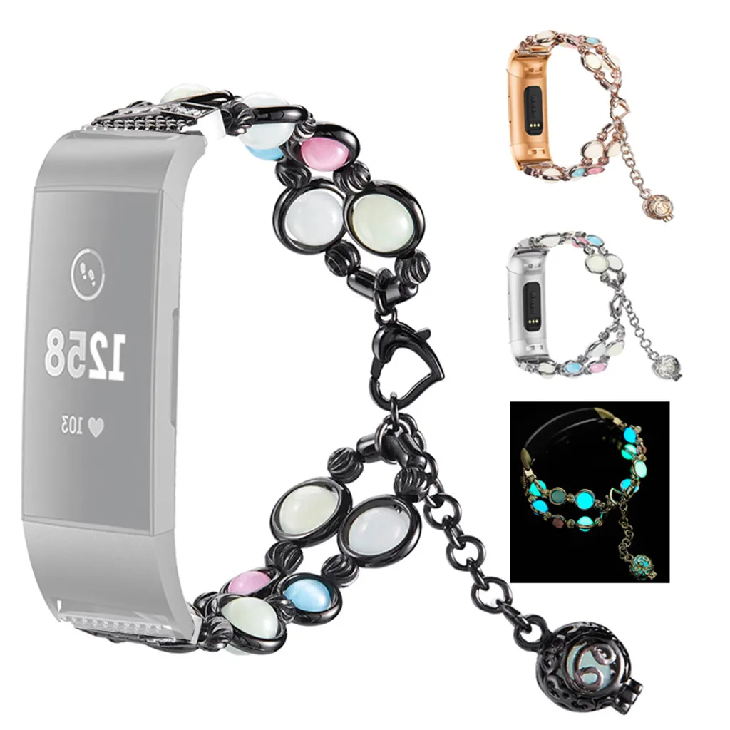 

Adjustable Wristband For Fitbit Versa Lite Handmade Night Luminous Watchband Luxury Jewelry Women Watch Strap Wristband 2019