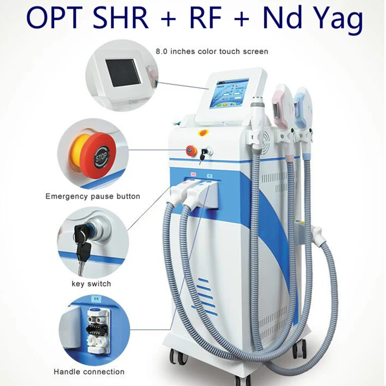 Высокое качество многофункциональная сильная энергия OPT SHR IPL машина для удаления волос ND YAG удаление татуировки Красота машина CE распознавание