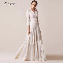 Modest v neck Wdding Dresses Bride Gown Country Bridal Party dress for Women Custom Made