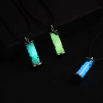 

2019 Delicate Glowing Necklace Women Luminous Stone Pendant Necklace Vintage Leather Chain Charm Wish Jewelry Christmas Gifts
