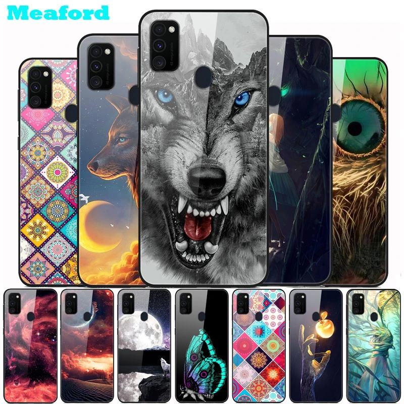 For Samsung M21 Case Tempered Glass Printed Hard Back Cover For Samsung Galaxy M21 Phone Case Coque Customized M 21 Bumper Funda Mobile Phone Cases Covers Aliexpress