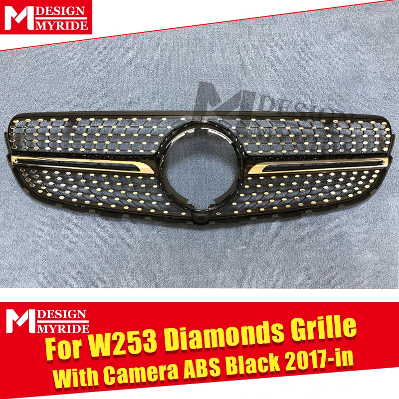 X253 W253 C253 GLC Sports Diamonds Front Grille Grill ABS Black With Camera GLC200 250 300 350 Look grills Without sign-in
