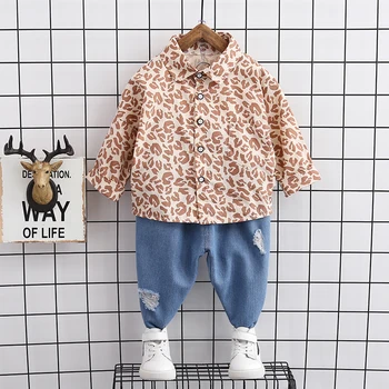 

Kids Baby Girl Boy Leopard Clothes Set Tops Sweatshirt Jeans Pants Outfit Set Autumn Girls Boys Clothing