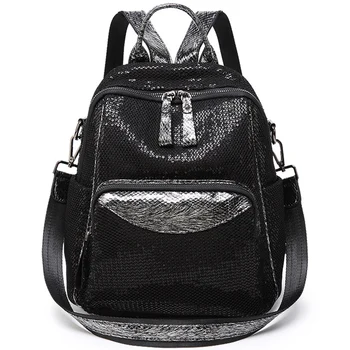 

New Wild Fashion Mesh Sequins Backpack Large Capacity Dual-Use Leisure Travel Bag