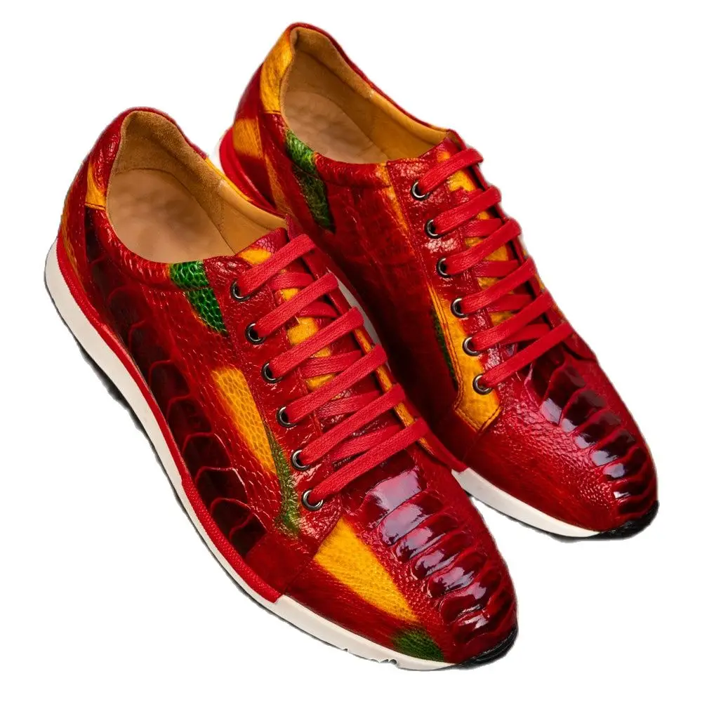 Обувь из страусовых перьев для мужчин Повседневная 100% натуральная кожа