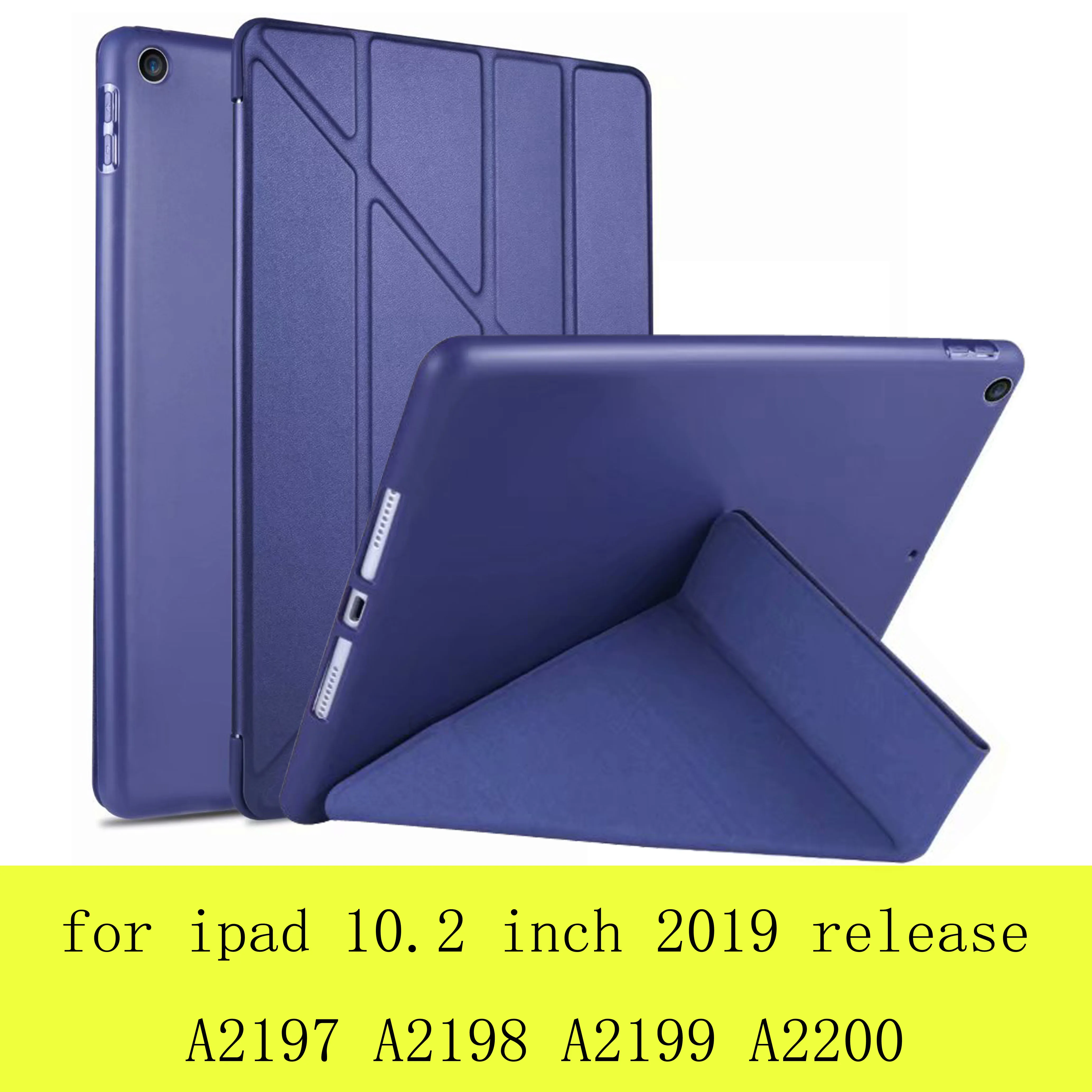 Чехол для ipad 9,7 10,2 6-го 7-го поколения Air 3 2 1 из искусственной кожи Smart Auto Sleep Wake Cover Pro 10,5 дюймов TPU силиконовый чехол - Цвет: D blue-BX-FW-10.2