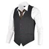 VOBOOM Men Waistcoat Coffee Suit Vest Male Herringbone Wool Blend Tweed Single-breasted Vests 007 4