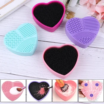 

Heart-shape Silicone Makeup Brush Cleaner Pad Make Up Washing Brush Gel Cleaning Mat Hand Tool Foundation Clean Box NEW
