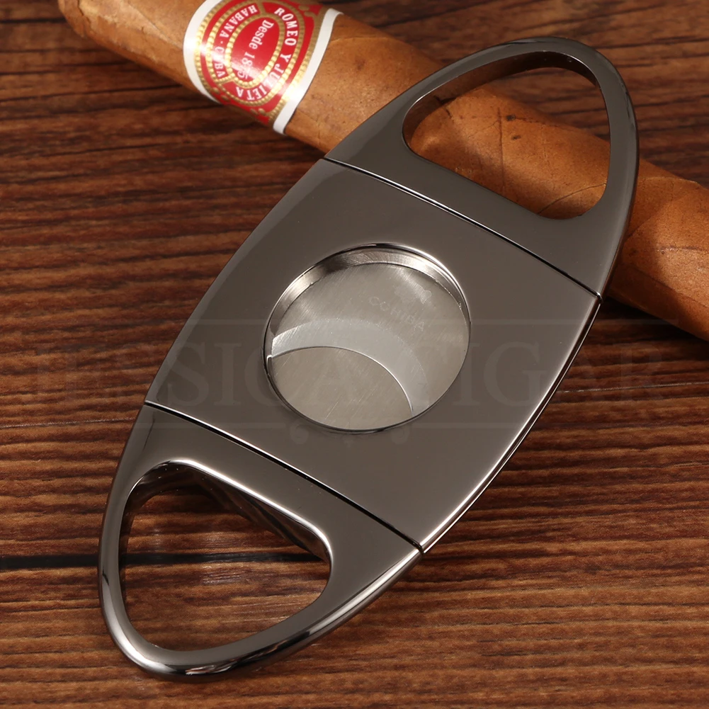 COHIBA гаджеты сигары резак острый нержавеющая сталь лезвие сигары ножничный нож Портативный гильотина W/Подарочная коробка - Цвет: BLACK