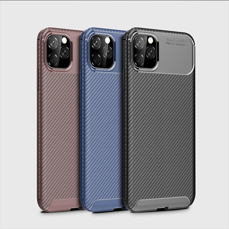 

Ultra-thin Soft Phone Bag Case For iPhone 11 Luxury Carbon Fiber Shockproof Frosted Protective Case for iPhone 7 8 XR XS Max