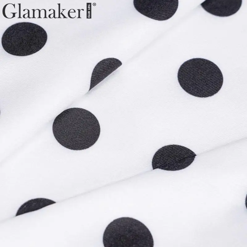 Glamaker, трикотажные майки в горошек с открытыми плечами, женские элегантные майки в стиле пэчворк с перьями, женские пикантные вечерние майки на осень и зиму