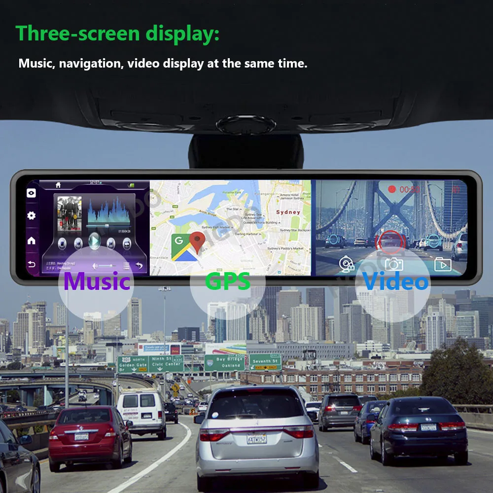 Автомобильный видеорегистратор 12 дюймов Автомобильное Зеркало Android 8 1 DVR Dash