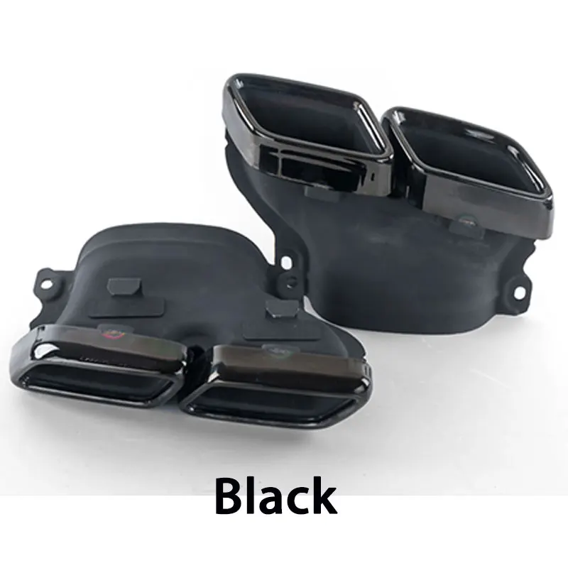1 set Black 2 шт. хромированные 304 из нержавеющей стали автомобильные выхлопные трубы глушителя для Mercedes W205 BENZ C63 2012 2013 AMG аксессуары - Цвет: 1 set Black