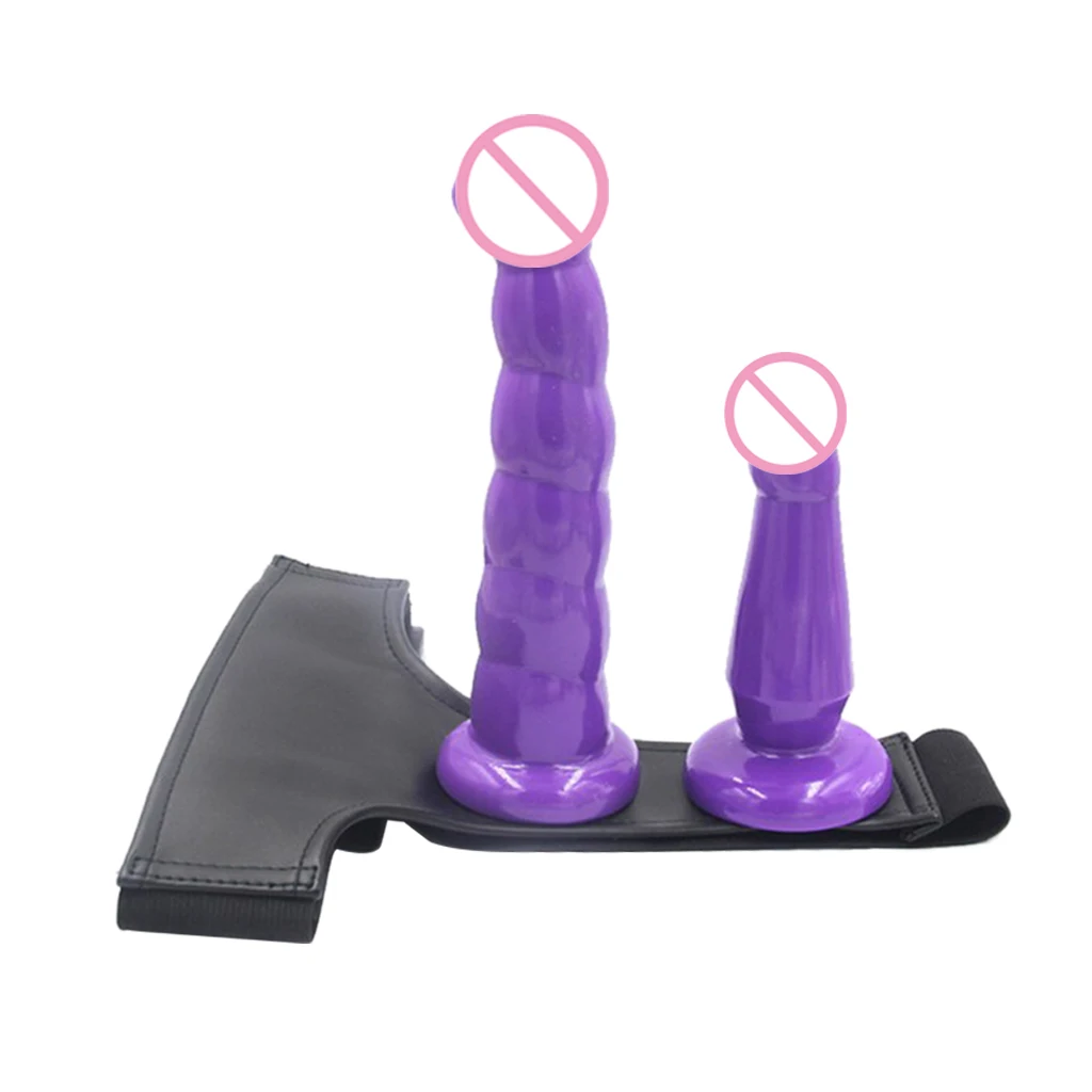 Soft TPR Stretchy Female Couples Wearable Strap On Double Simulation Fake Penes Adult Flirting Massager Anal Plug Toy for Women