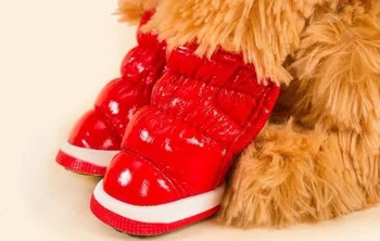 

Winter Shoes for Small Dogs Soft PU Leather Booties Boots Working Pet Puppy Waterproof Warm 5 Colors Plush Lining Modern 1 Pair
