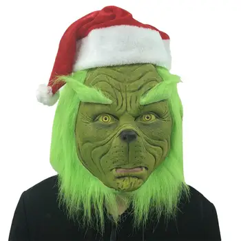 

Christmas Green Monster Mask Horror Mask Adult Head Cover Monster Cosplay Mask Latex Costume Party Full Head Mask Masquerade