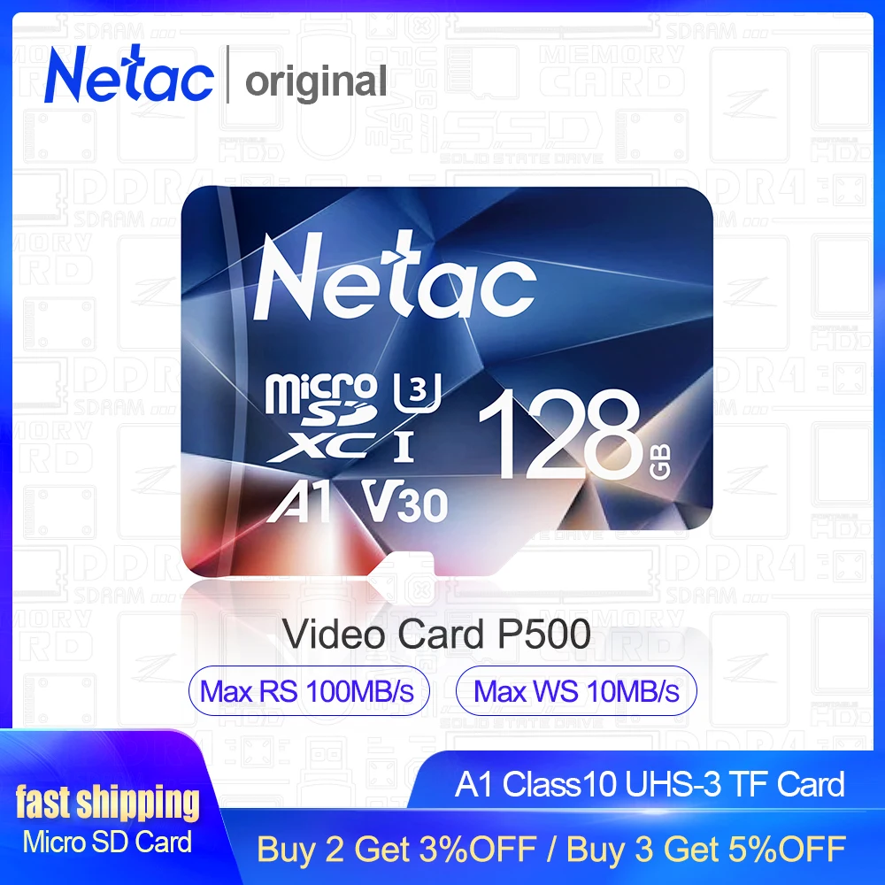 Netac Micro SD карта 512 ГБ 256 64 Гб 32 16 памяти 128 C10 UHS 1 U3 V30 P500 Microsd TF карта|Карты памяти| |