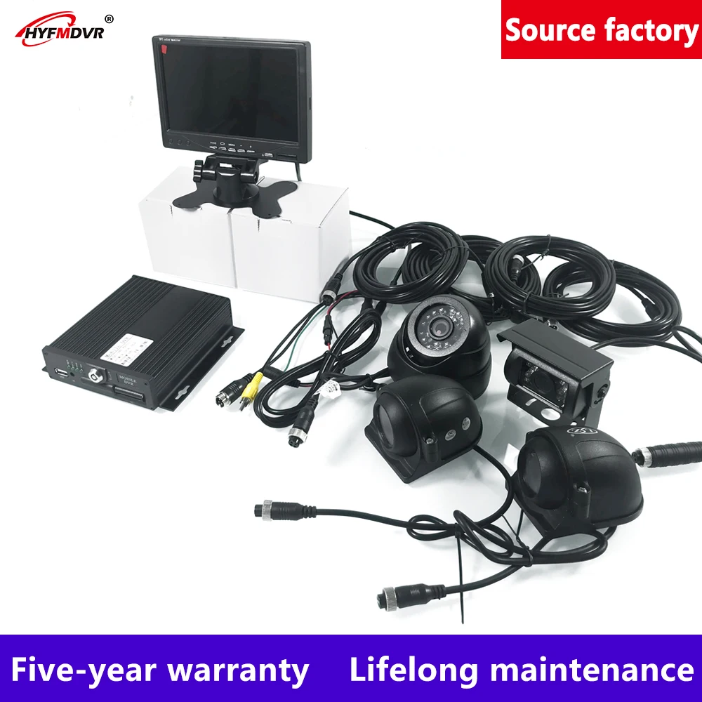 HYFMDVR AHD 720p 4-канальный видеорегистратор 3-дюймовый Пластиковая купольная камера Мобильный комплект для видеонаблюдения грузовик/такси