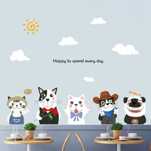 XC9017 пять щенков Детская комната украшения спальни съемные наклейки спальня гостиная задний план наклейки на стену