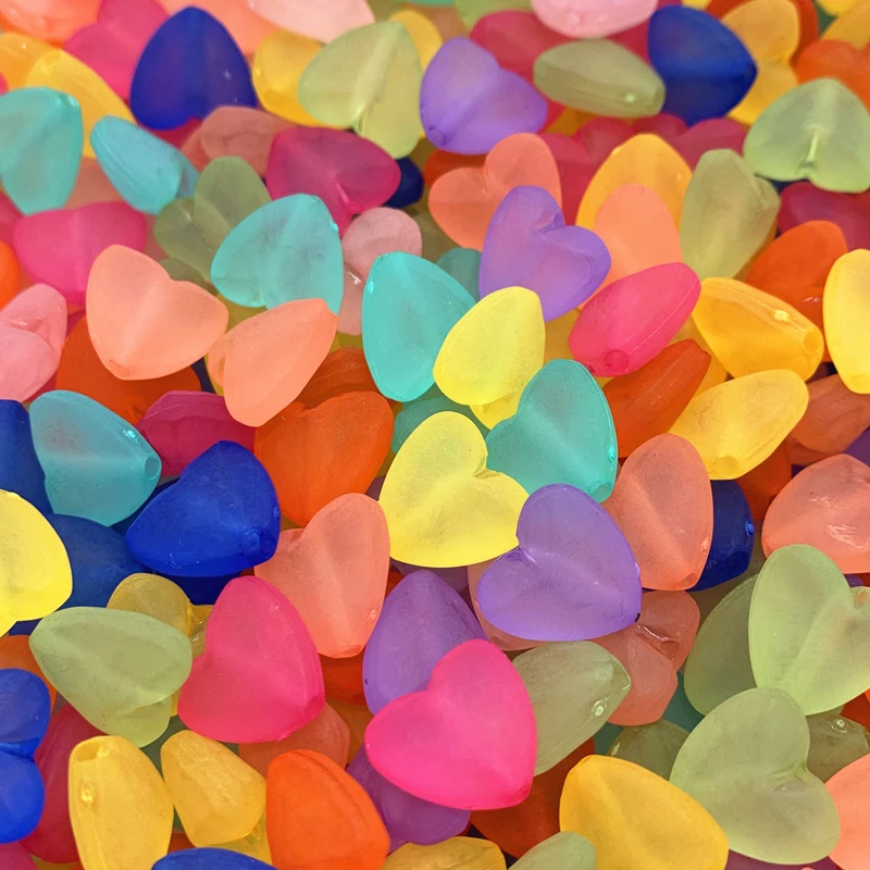 30pcs12x6mmHeartBeadCharmsAcrylicLooseMatteSpacerBeadsforJewelryMakeingDIYClothing