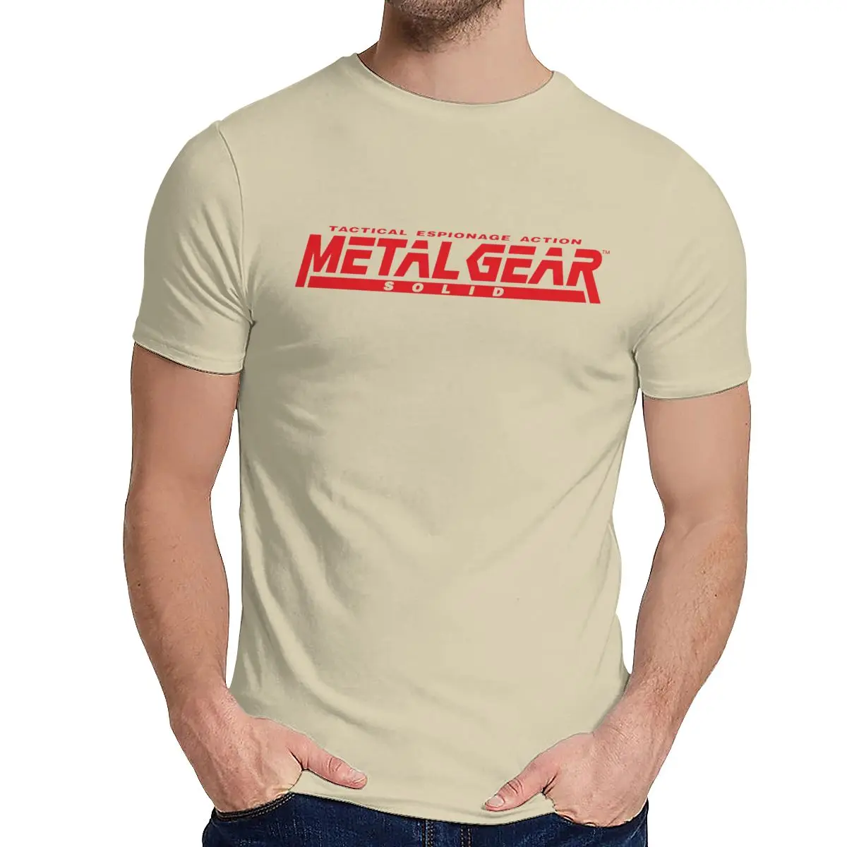 Летняя игра MGS Metal gear Однотонная футболка для мужчин Crazy органический хлопок одежда мода Crewneck - Цвет: Хаки