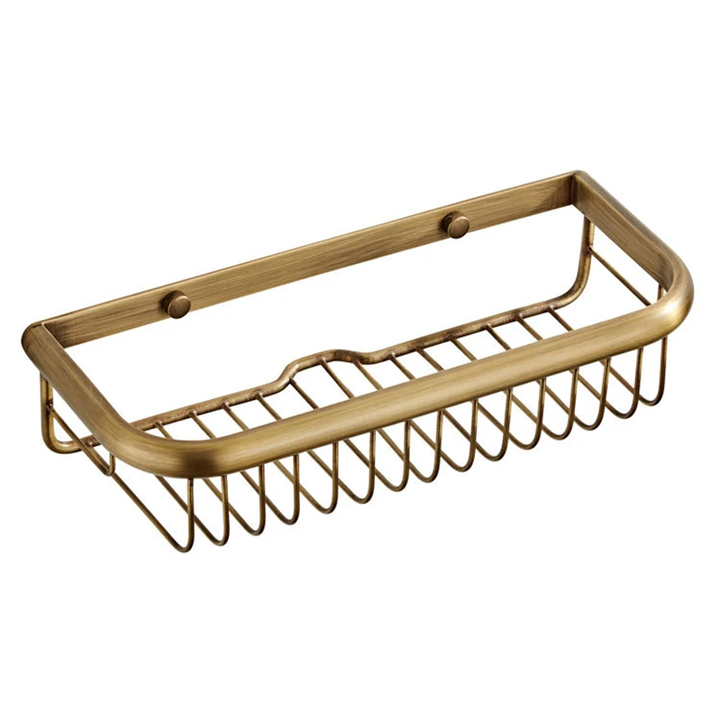 

Bathroom Shelves Single Brass Antique Shower Corner Shelf Wall Mount Shampoo Storage Shelf 30cm