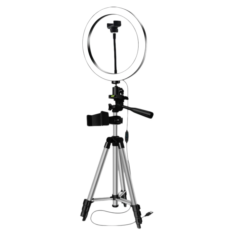 

LED Selfie Ring Light with Phone Holder Photography Dimmable Youtube Video Live Photo Studio Light USB Plug(26Cm)