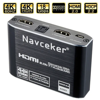 

4K HDMI to RCA Audio Extractor SPDIF HDMI Audio Converter Adapter AV RSA Support 4K@60Hz RGB 8:8:8 HDCP 2.2 3.5mm Jack Toslink