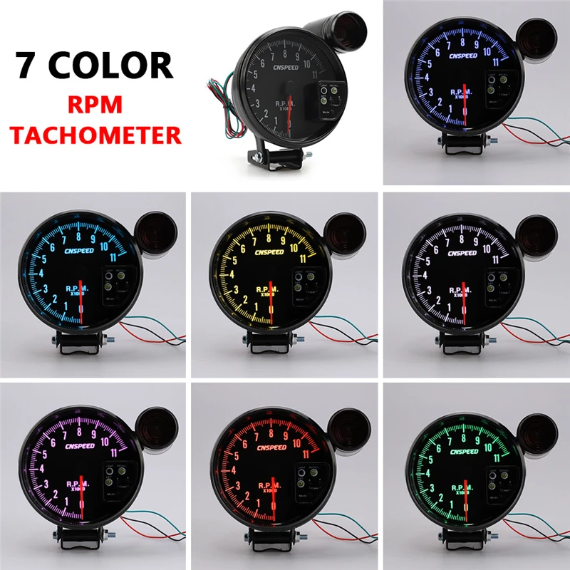 Car Digital Tachometer Rpm 5" 127mm 12v Led Display Colorful Tachometer